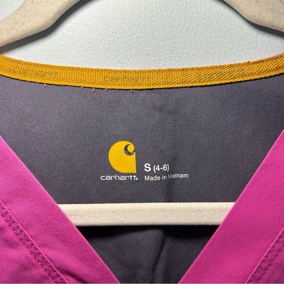 Carhartt Pink Short Sleeve Scrub Top with Front Pockets Size Small - Picture 5 of 8